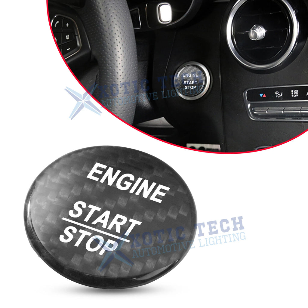 Black Carbon Fiber Engine Start Stop Button Cover for Mercedes B E GLE GLC CLA (2019–2024)