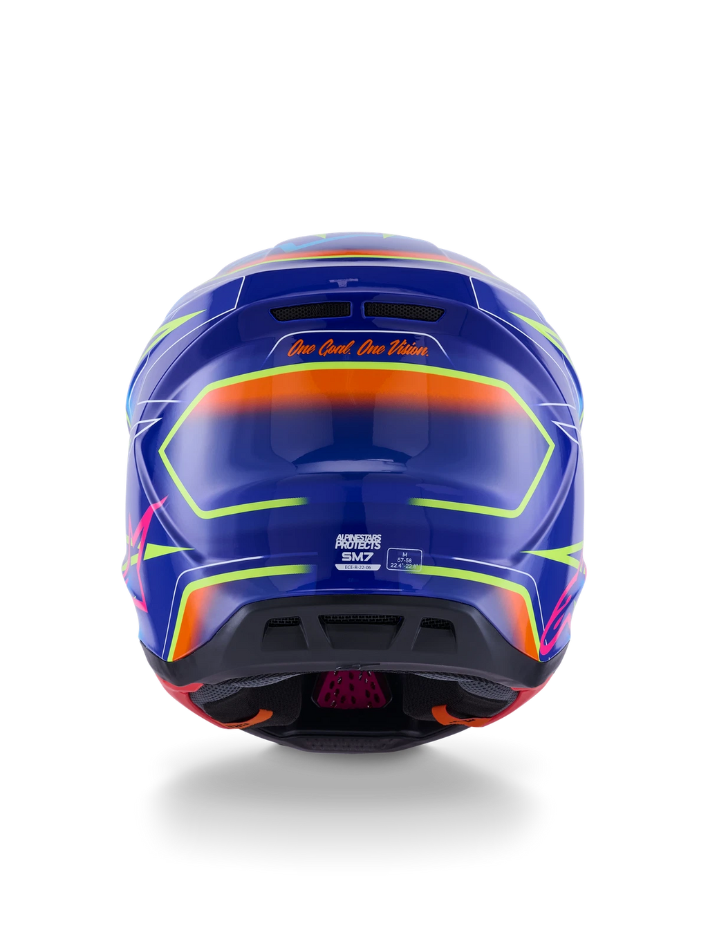Alpinestars SM7 Offroad Helmet for Large Size (2023) - Blue/Pink/Yellow Fluo Gloss