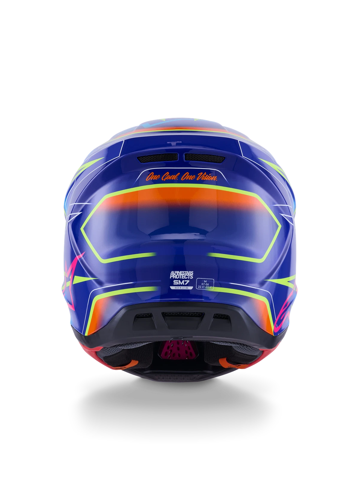 Alpinestars SM7 Offroad Helmet for Large Size (2023) - Blue/Pink/Yellow Fluo Gloss