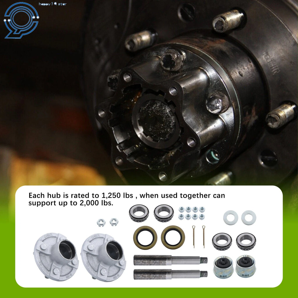Set of 2 Trailer Axle Kits for 4 on 4" Bolt Idler (Compatible Models)