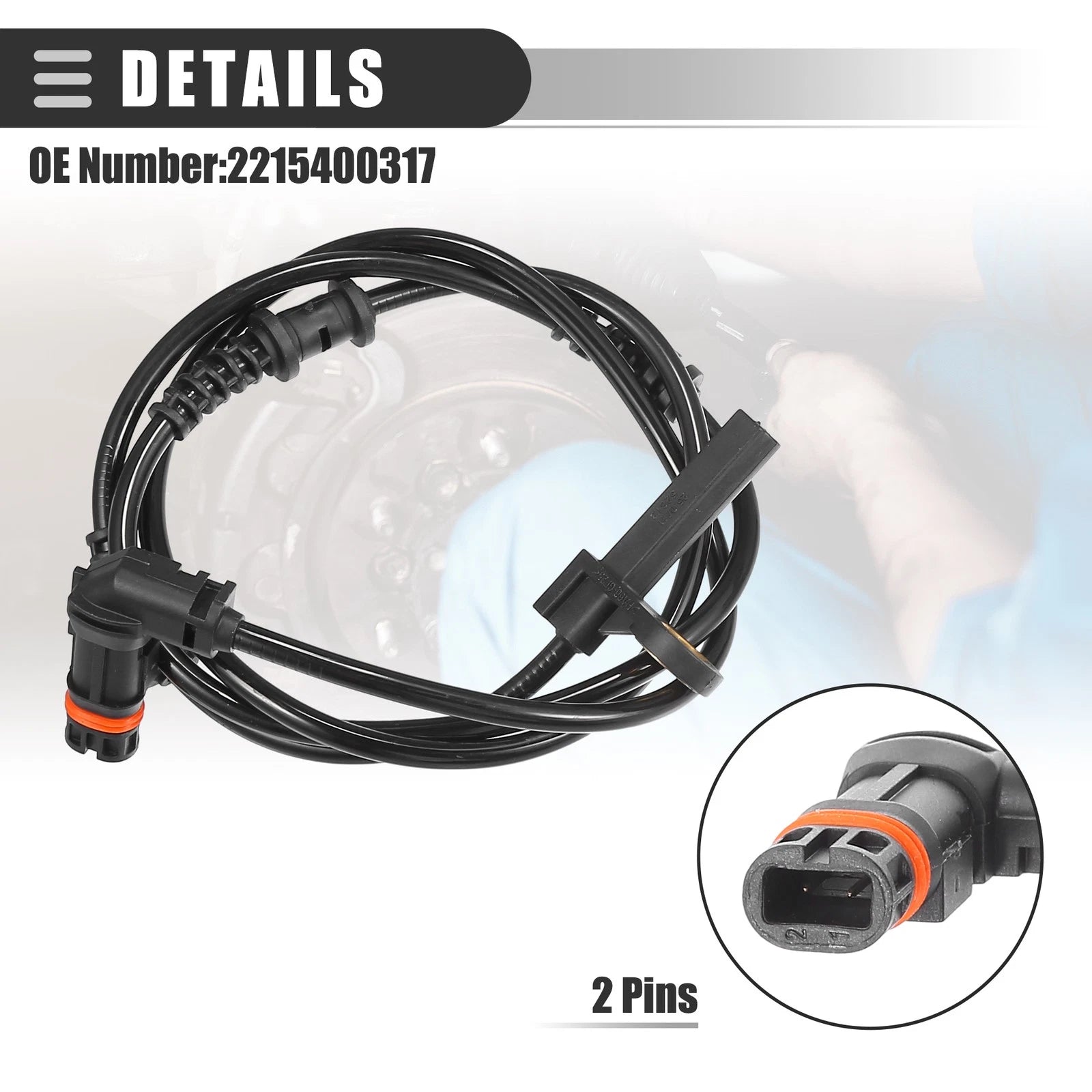 2X ABS Sensor for Mercedes-Benz CL500 (2000–2006) No. 2215400317