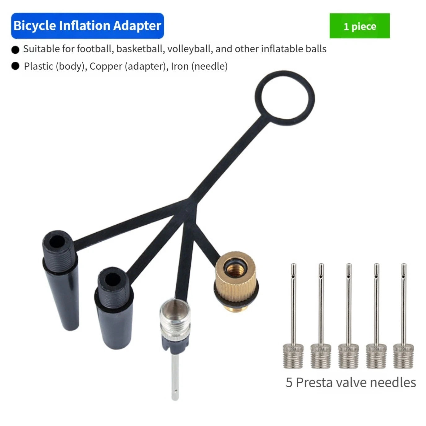 Air Nozzle Connector for Football Basketball Volleyball (Compact Portable)
