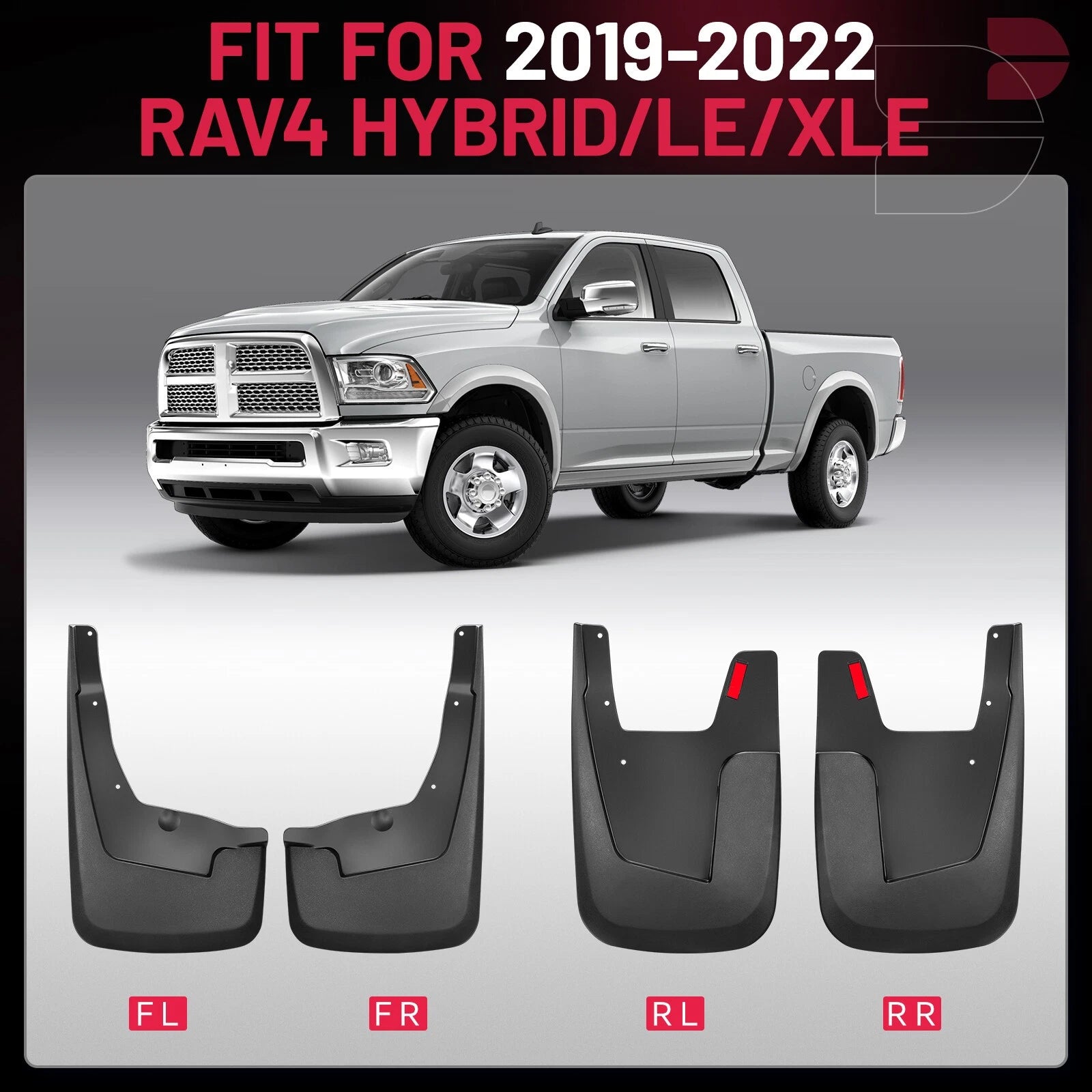Splash Guards Mud Flaps 4-Piece for Dodge Ram 2500 2011-2013 (4.7L)