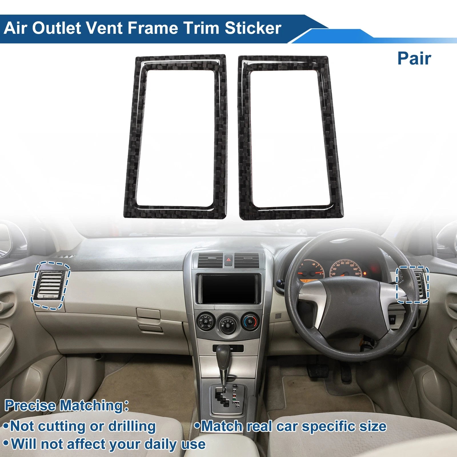 Air Condition Outlet Vent Trim Cover Frame for Toyota Corolla (2014–2018) 1 Pair