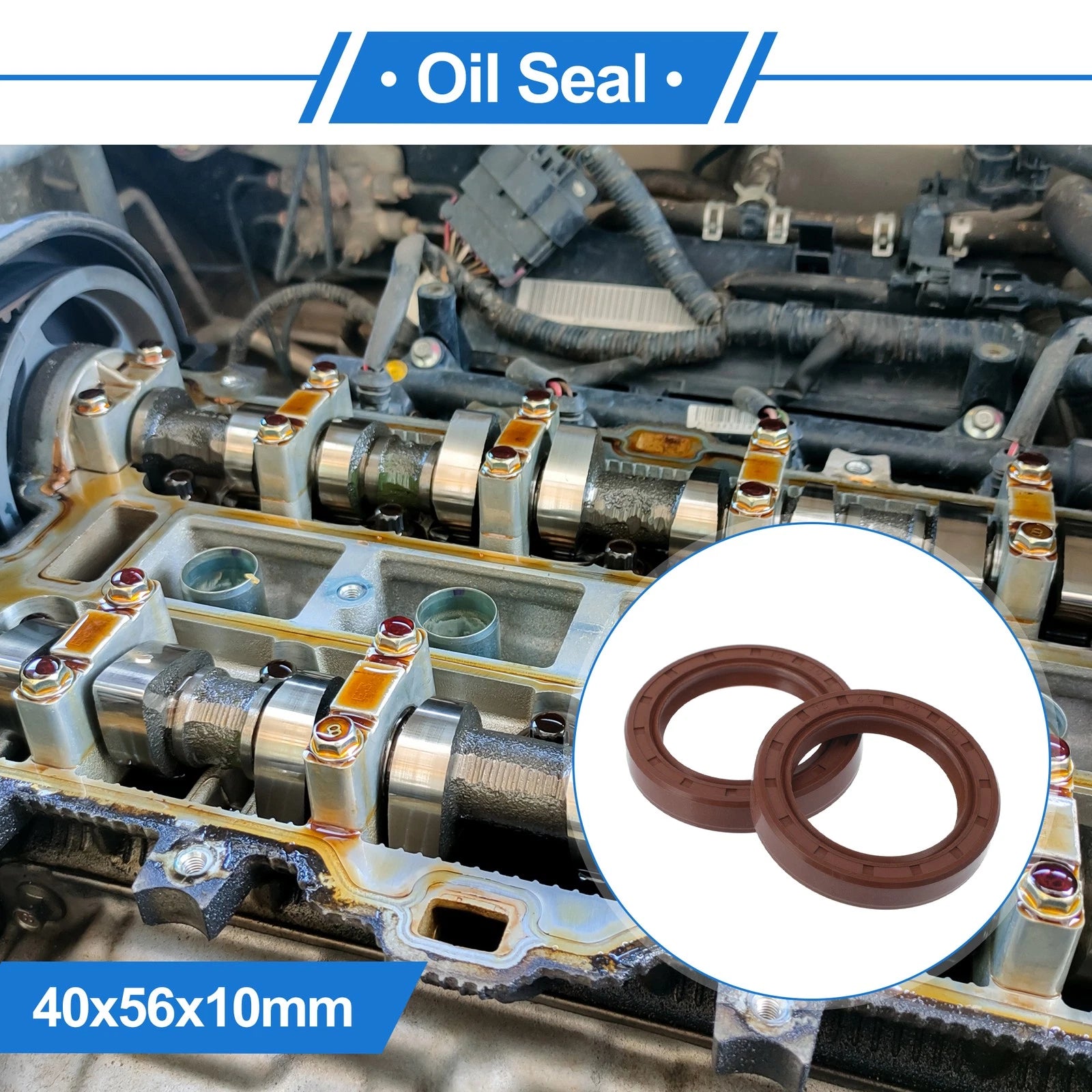 2X Oil Seal Rotary Shaft Seal FKM Rubber 40x56x10mm for Various Models