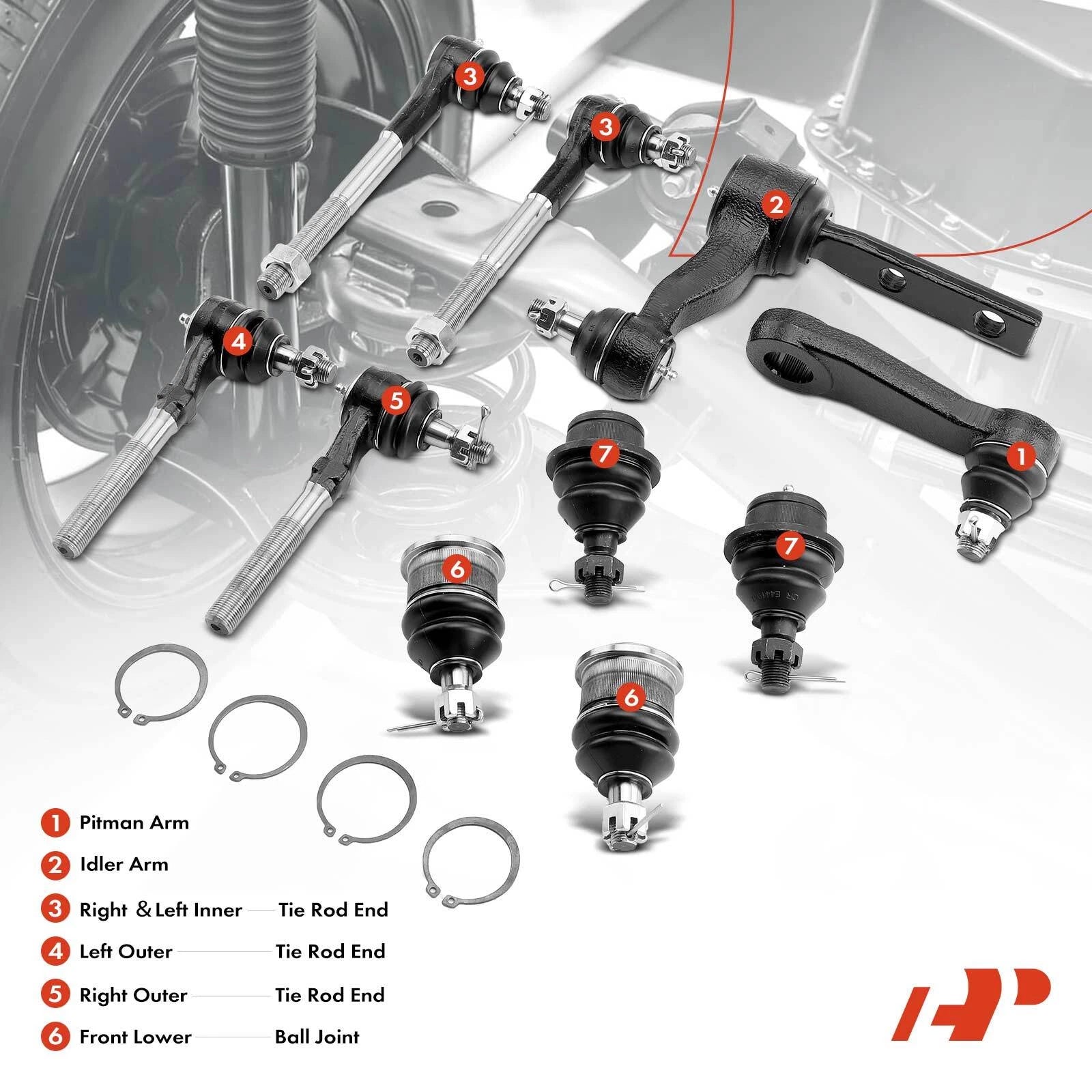 10x Pitman Idler Arm Tie Rod Ball Joint for Ford F150 F250 (1997–2003)