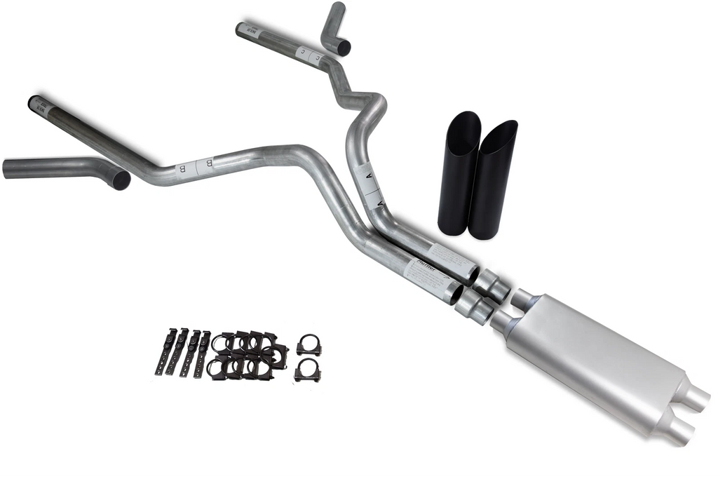 3" Dual Exhaust for Chevy GMC 2500 (2000–2006) - Dual Inlet, Black Tips