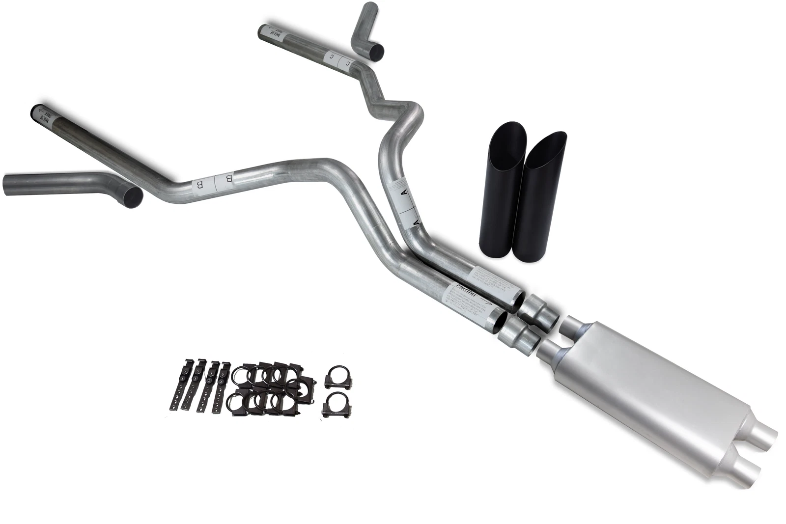 3" Dual Exhaust for Chevy GMC 2500 (2000–2006) - Dual Inlet, Black Tips