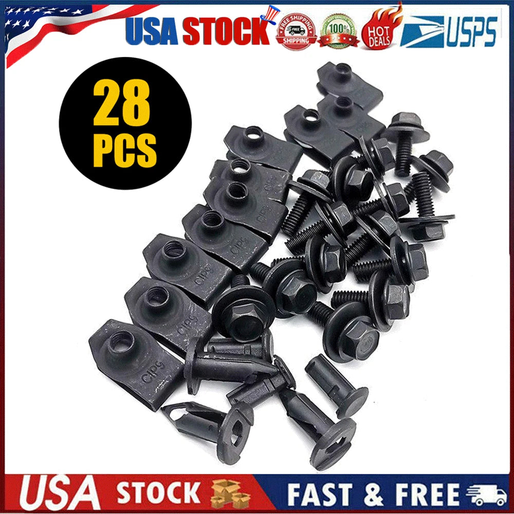 Set of 28 Engine Splash Shield Bolts for Car