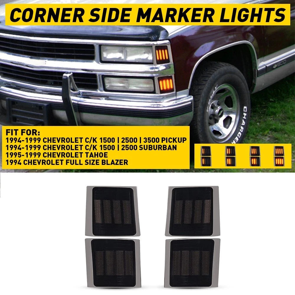 Corner Side Marker Lights for Chevy C/K 1500 2500 (1994–1998) - Smoked