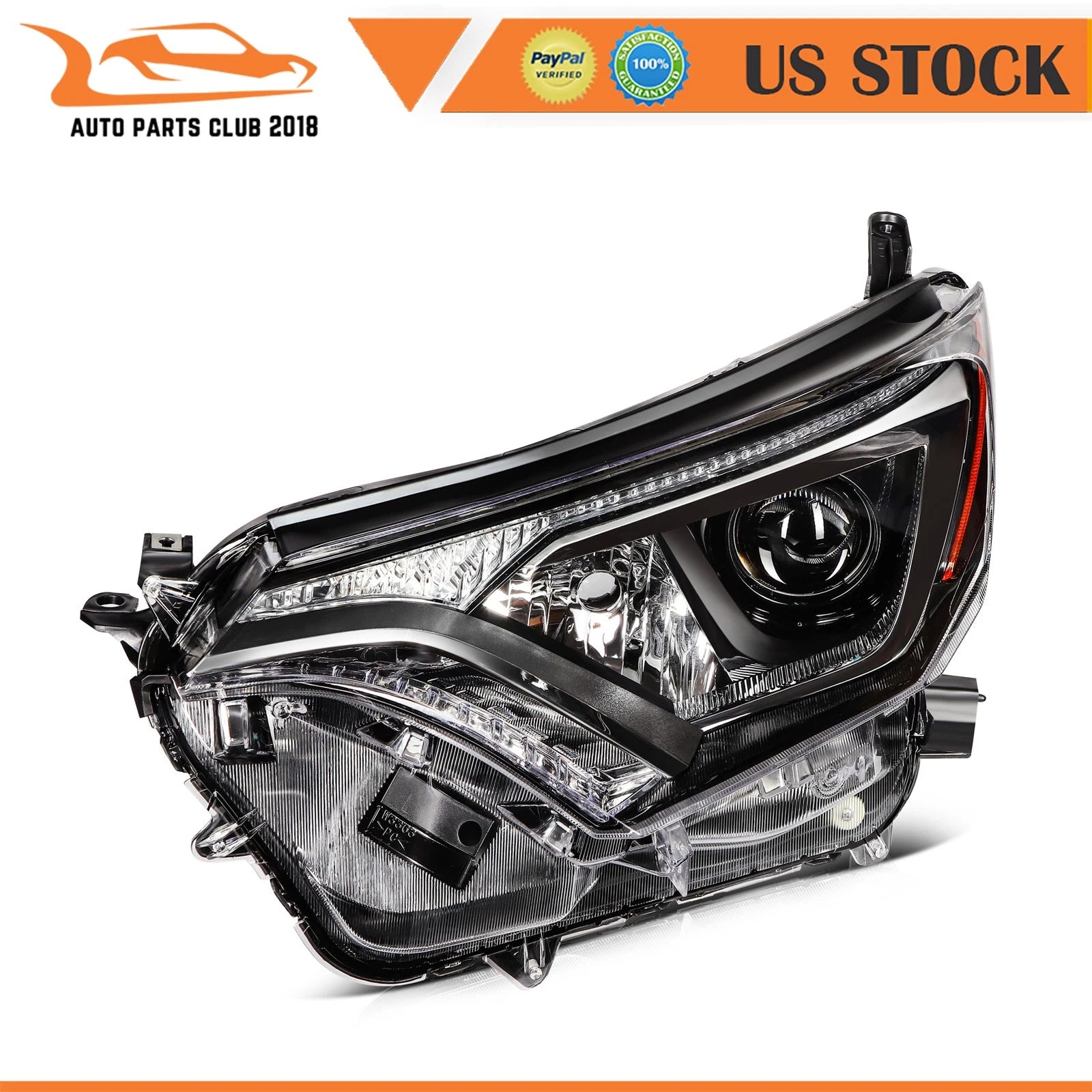 Headlight Assembly for Toyota RAV4 (2016–2018) Left Driver Side, Black Housing