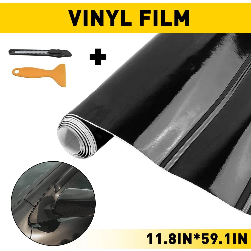 Vinyl Wrap Sticker Film for DIY Projects (Satin Black, Bubble Free)