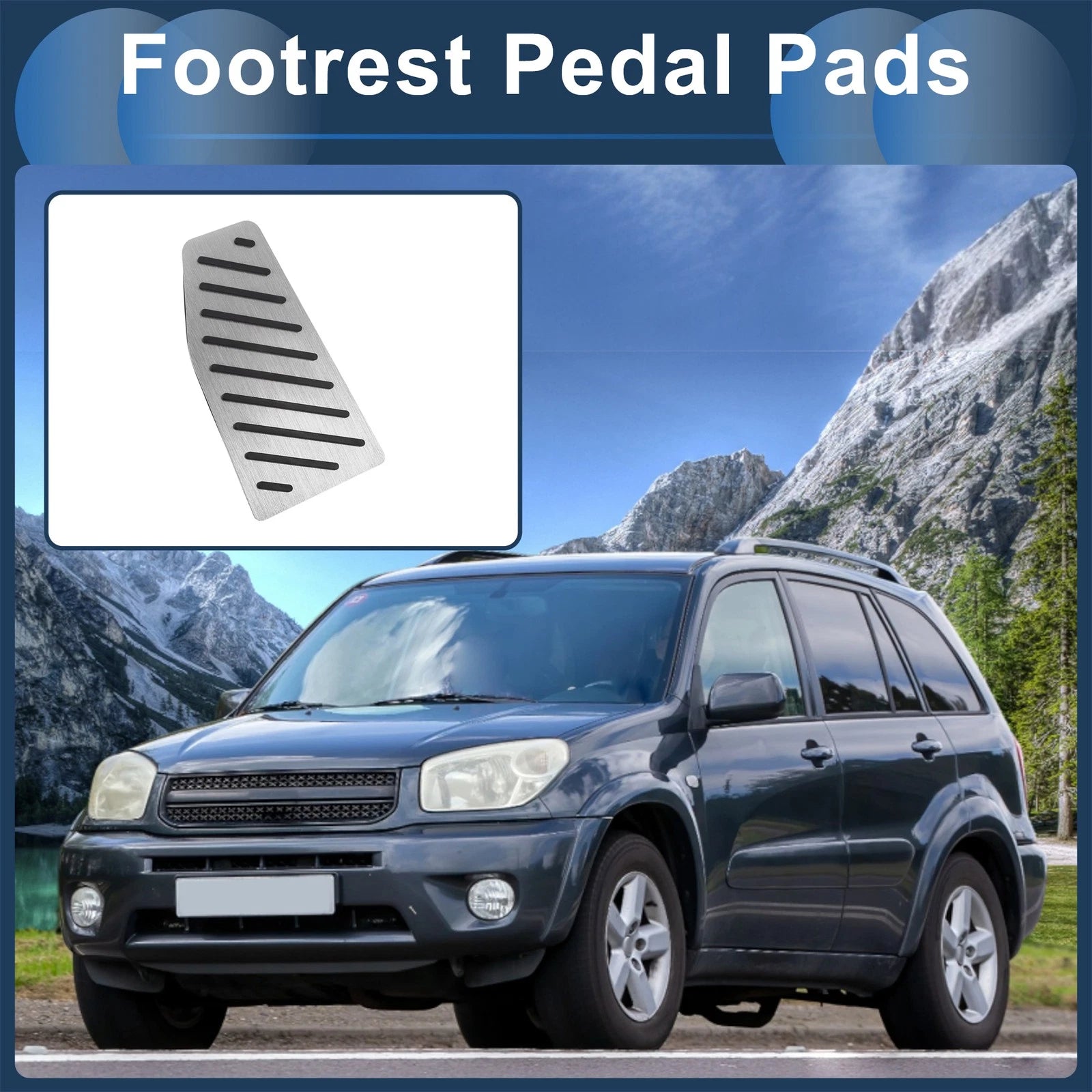 Footrest Pedals Cover for Toyota RAV4 (2019–2024) Aluminum Alloy Silver Tone