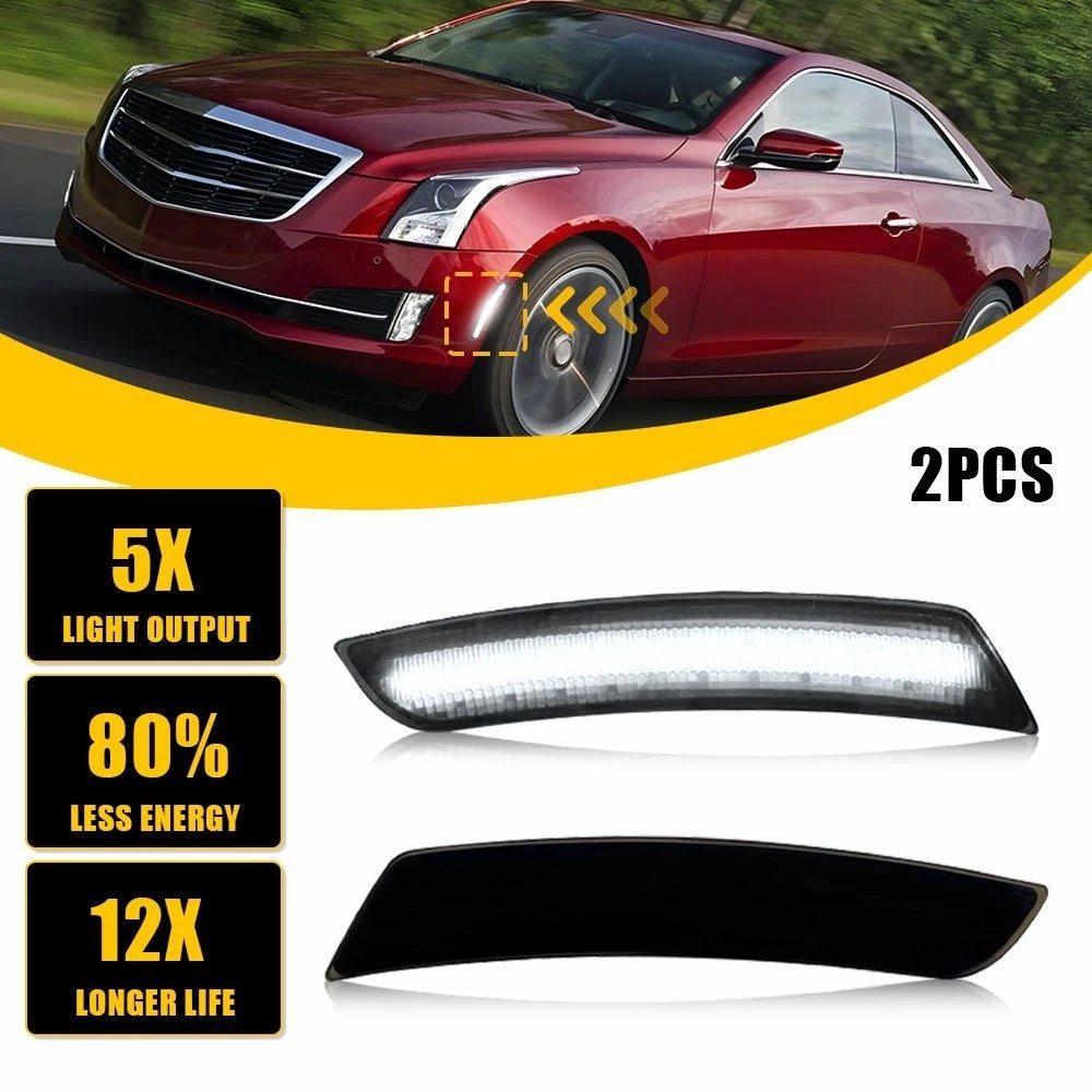2X Front Bumper LED Side Marker Lights for Chevy Camaro Cadillac CTS ATS (2014–2024)