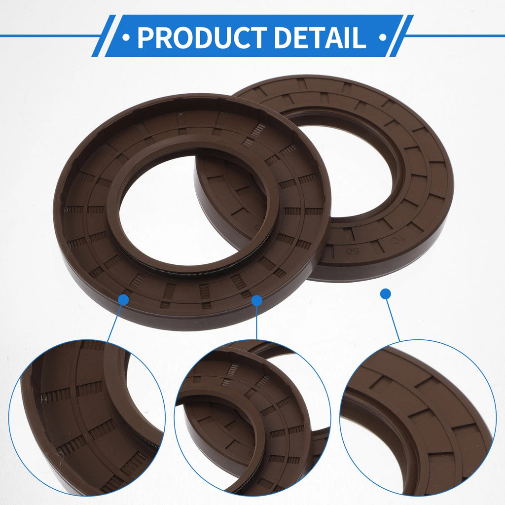 2X Oil Seal Rotary Shaft Seal for Various Models (50x90x10mm) FKM Rubber