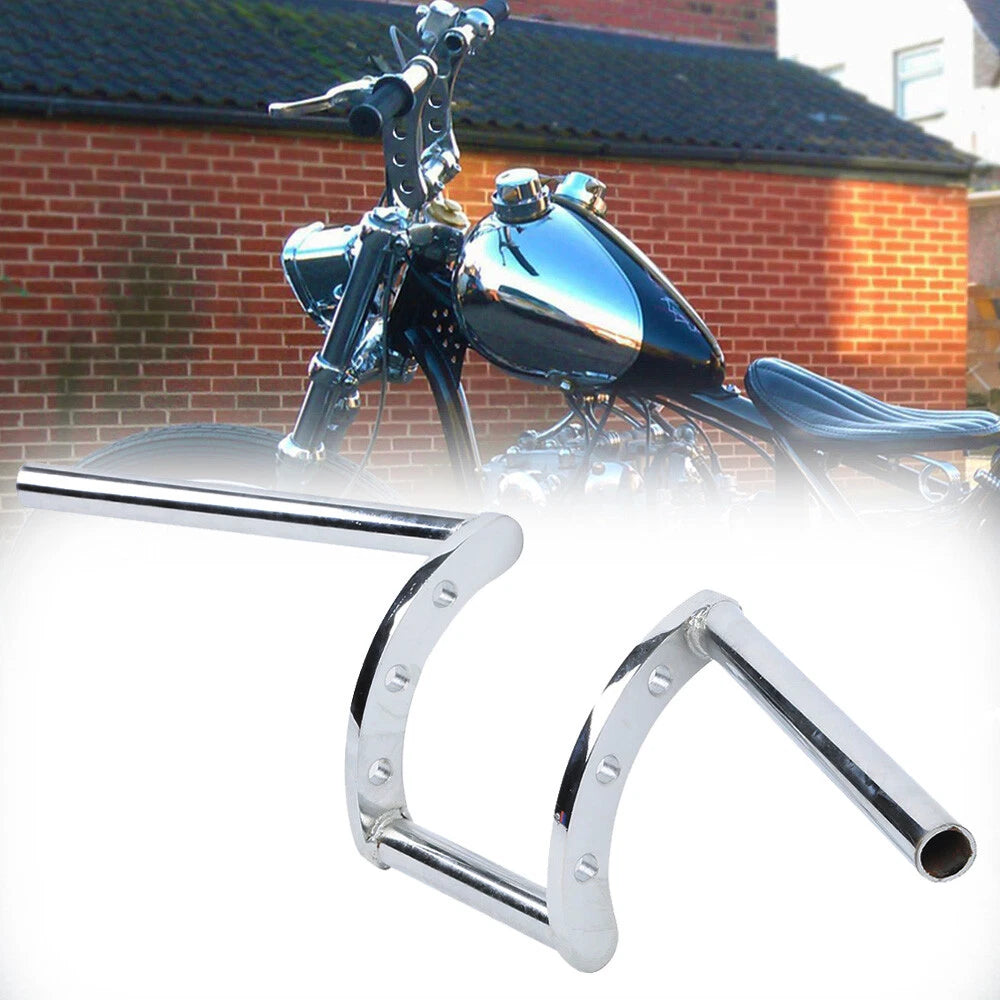 1" Black/Chrome Z Bar Drag Ape Hanger Handlebars for Suzuki Harley (Universal)
