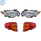 Set of 2 Red Tail Lights & Halogen Headlights for Toyota Corolla (2009–2010)