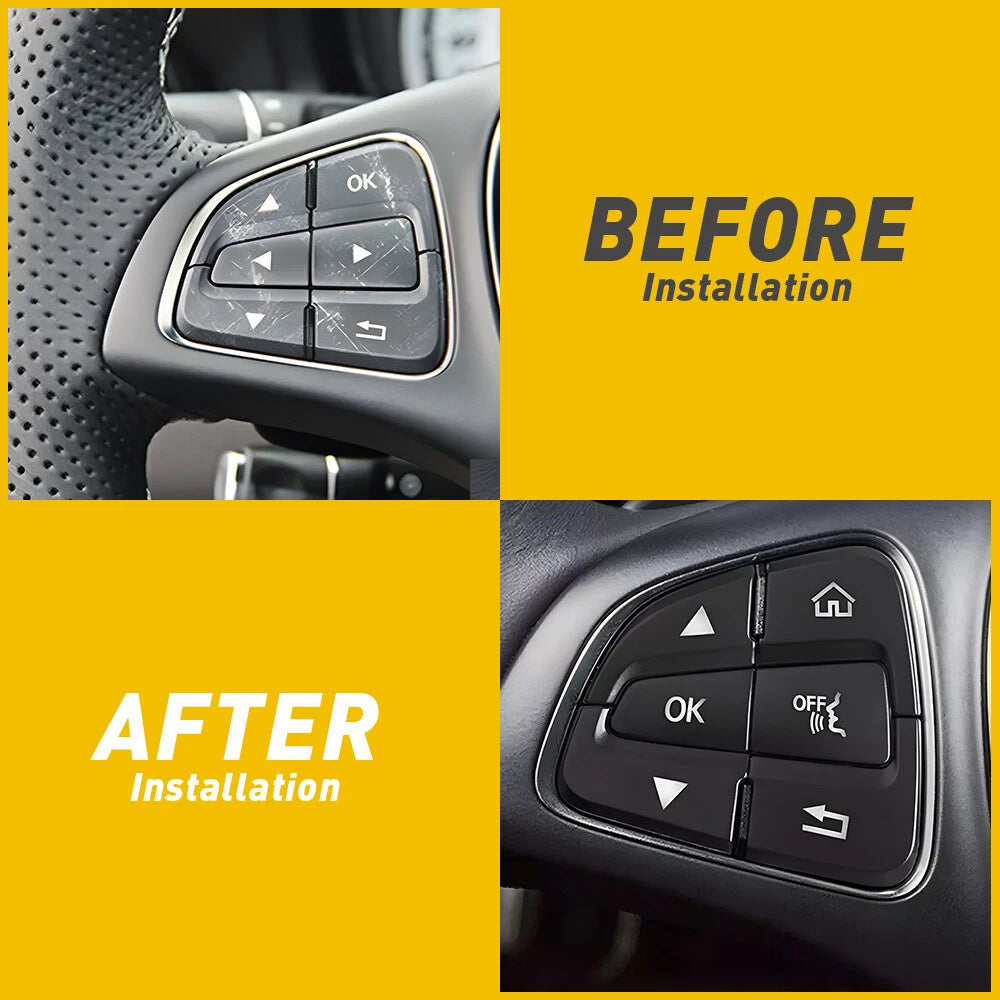 Black Steering Wheel Button Cover Trim for Mercedes A B GLA GLE CLA (2015–2018)