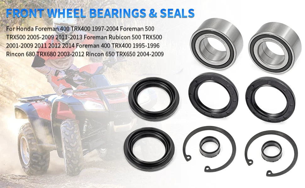 Front Wheel Bearing Seals Kit for Honda Rincon 650 TRX650FA 650FGA 2003–2005