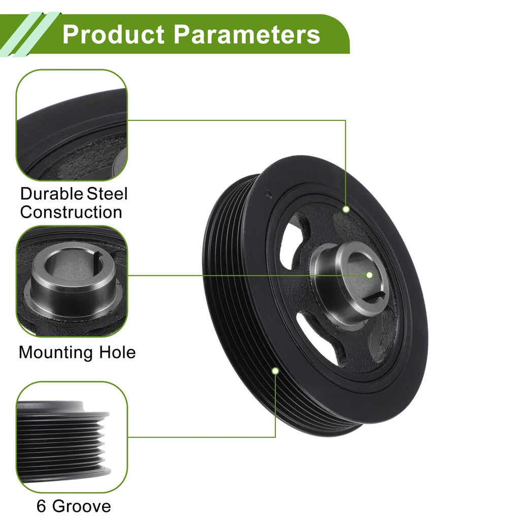 Engine Harmonic Balancer Crank Pulley for Pontiac Vibe (2003–2010) 1347022041 Steel Black