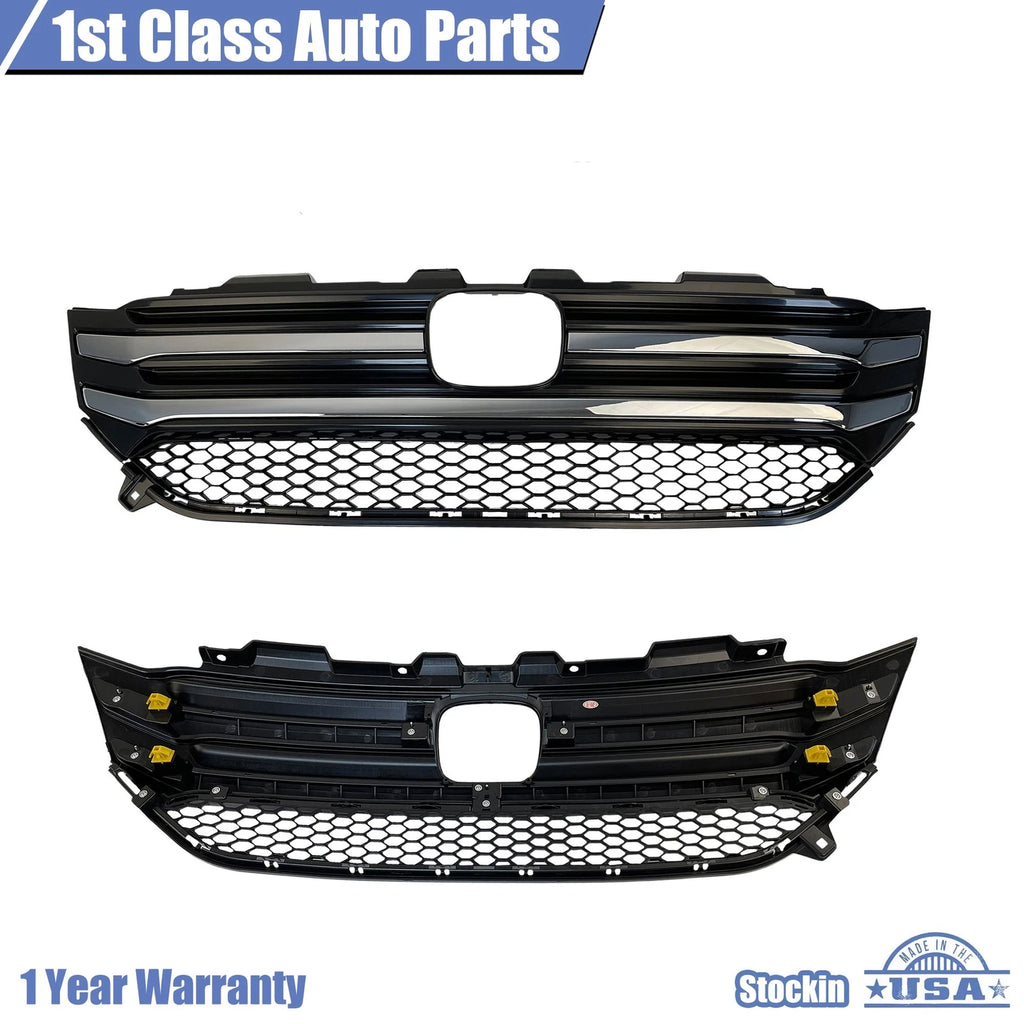 Front Upper Bumper Grille with Chrome Trim for Honda Pilot (2016-2018)