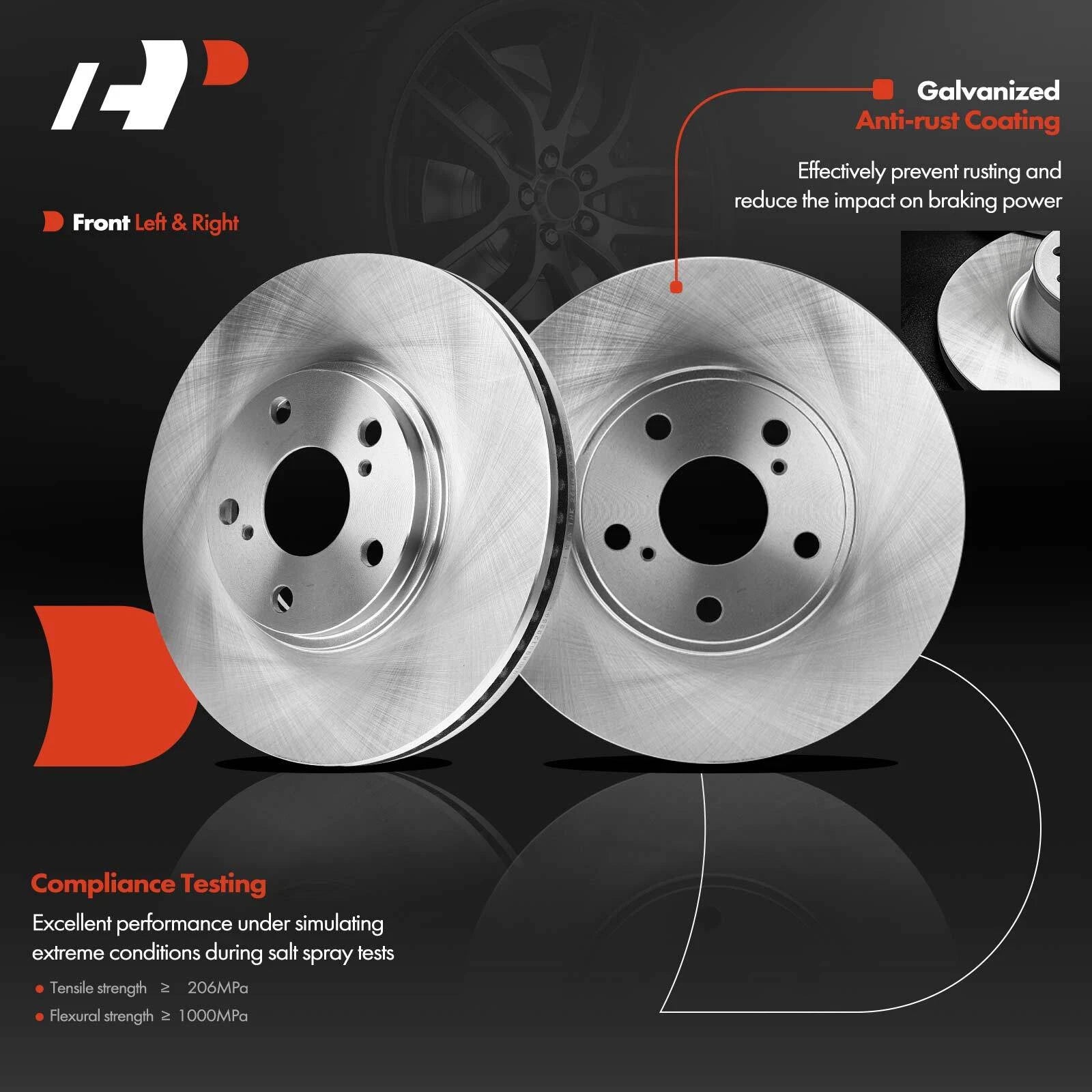 Front Brake Rotors, Pads & Calipers for Toyota Highlander (2008–2023)