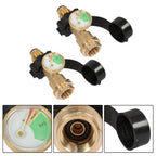 2X Propane Tank Adapter with Gauge for LP Tank Valve to QCC1/Type1