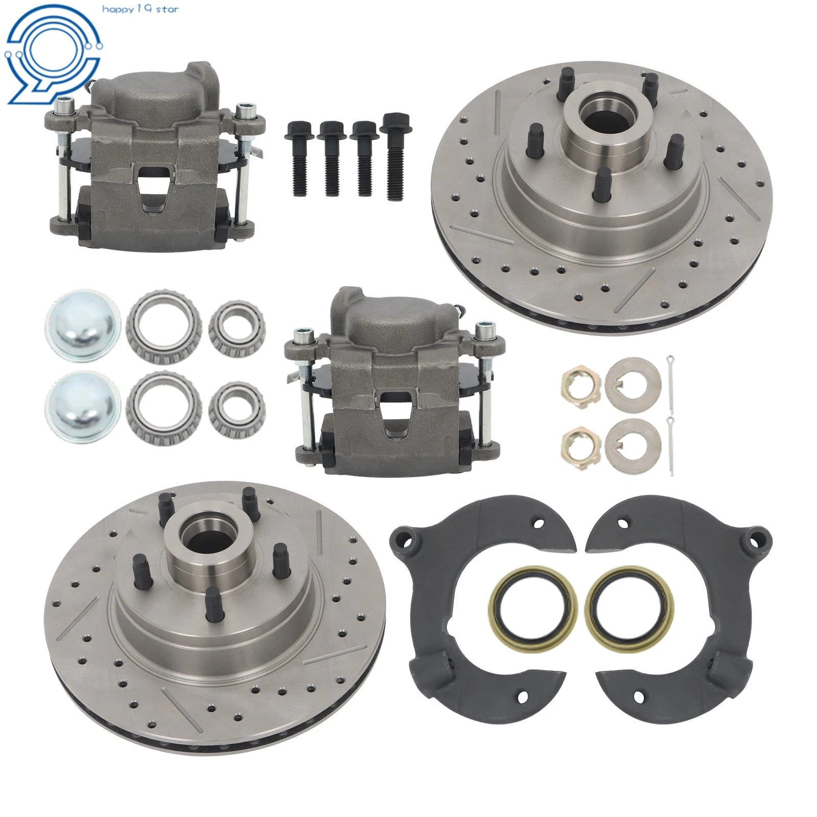 Front Disc Brake Kit for Mustang II (Slotted, Chevy Rotors)