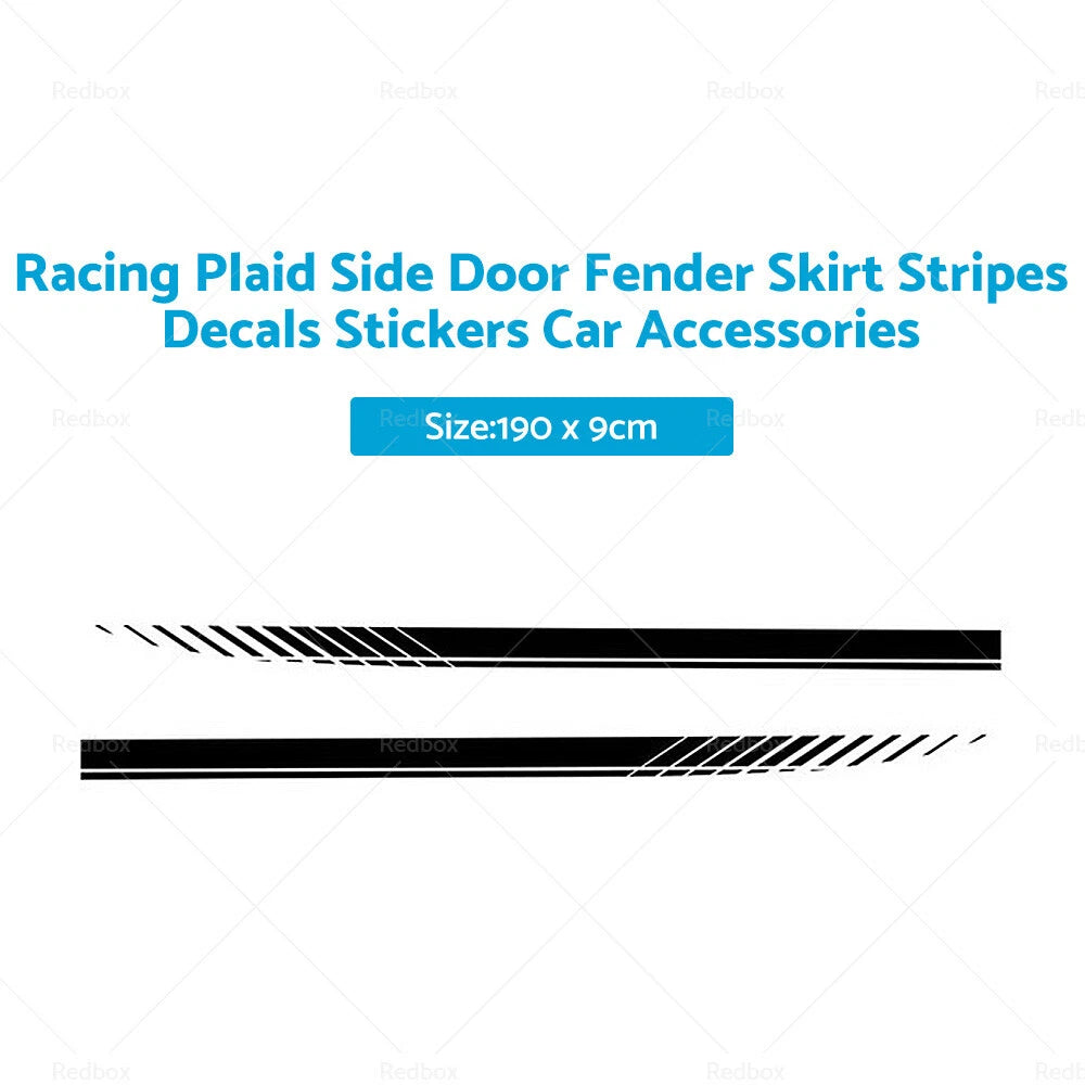 Racing Plaid Side Door Fender Skirt Stripes Decals for