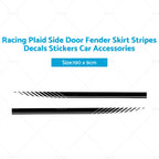 Racing Plaid Side Door Fender Skirt Stripes Decals for