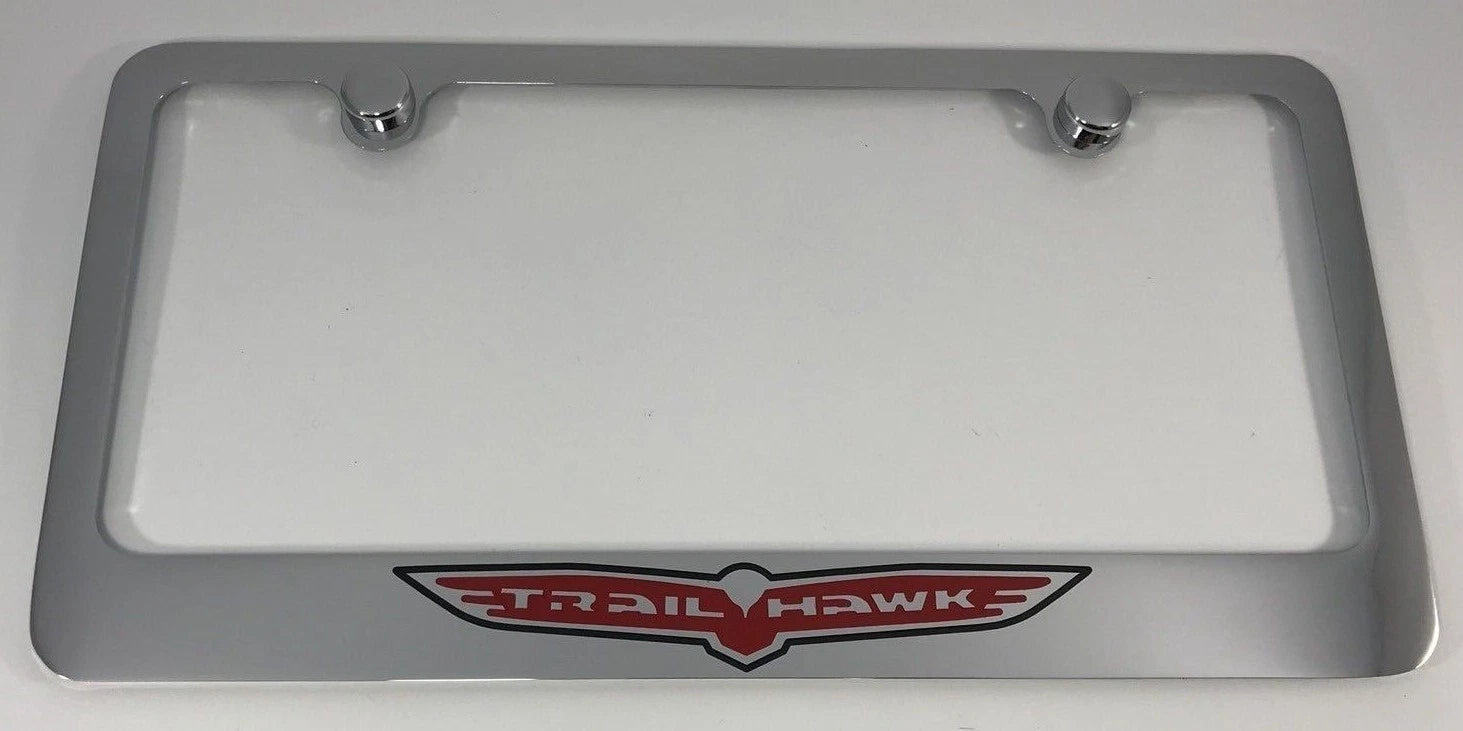 License Plate Frame Chrome with Trailhawk Logo for Jeep (2018–2024)