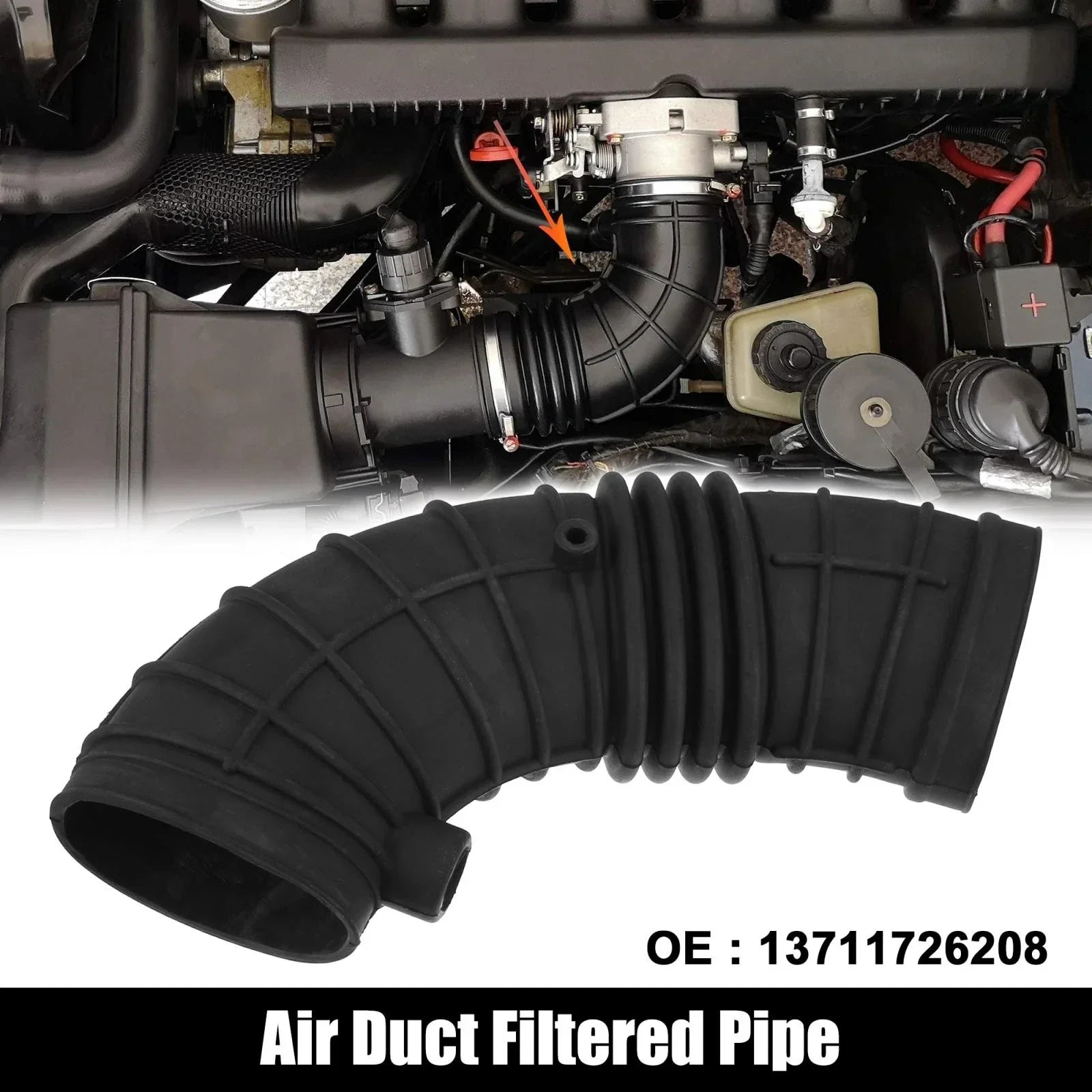 Air Duct Filtered Pipe Air Intake Hose Tube for BMW 525i (1989-1990)