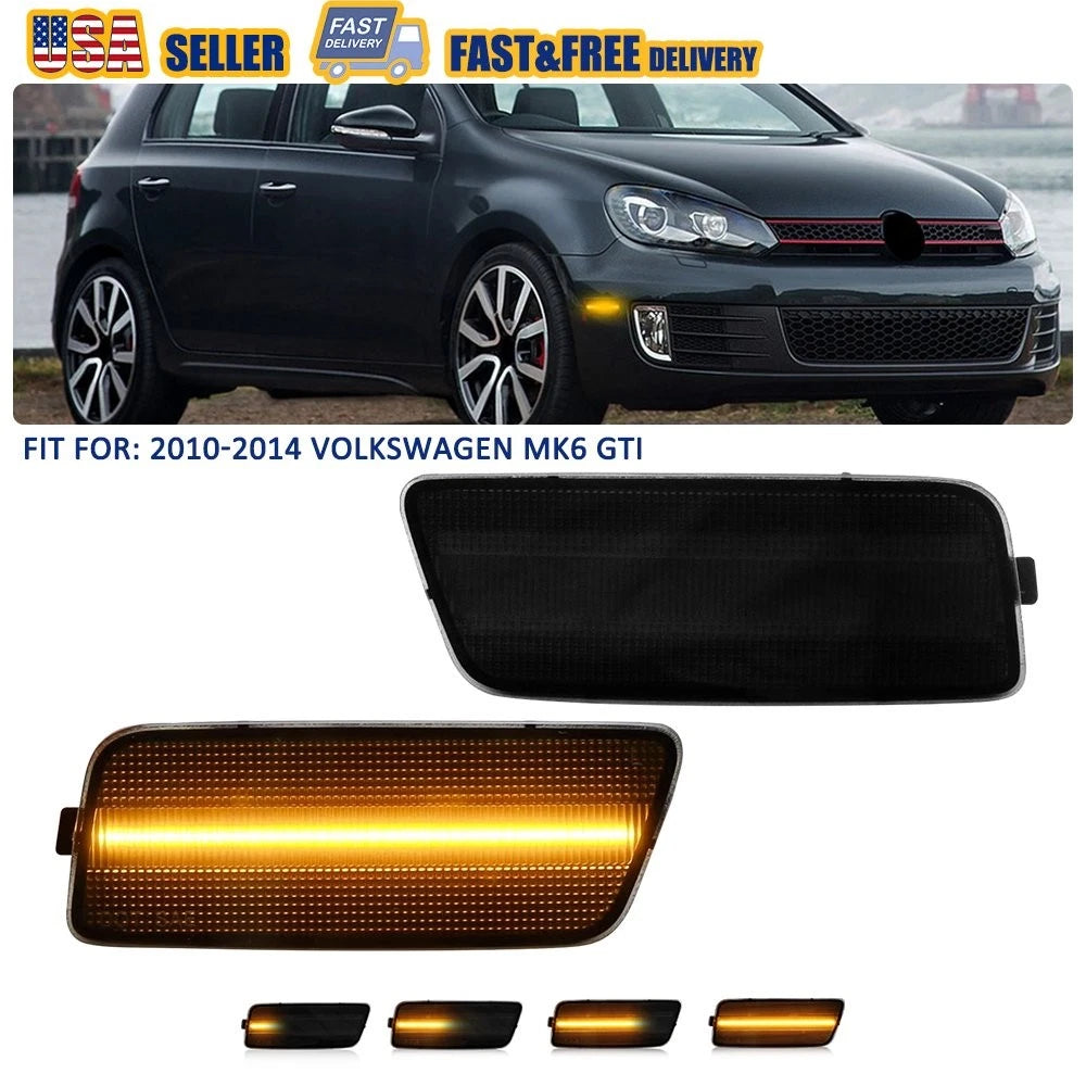 Set of 2 Front Amber LED Side Marker Lights for VW MK6 Golf GTI (2010–2014)