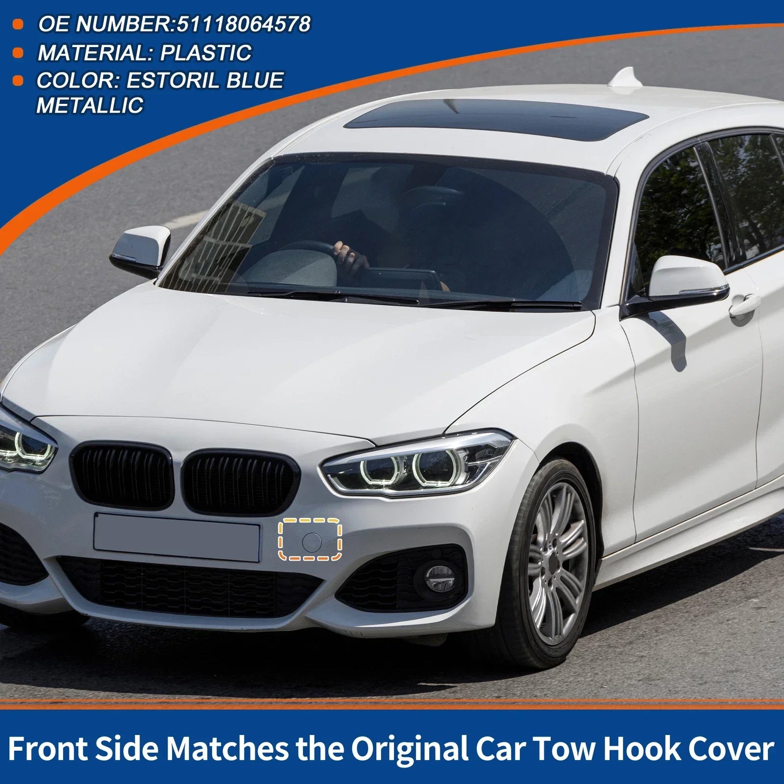 Tow Hook Cover for BMW F20 Estoril Blue Metallic
