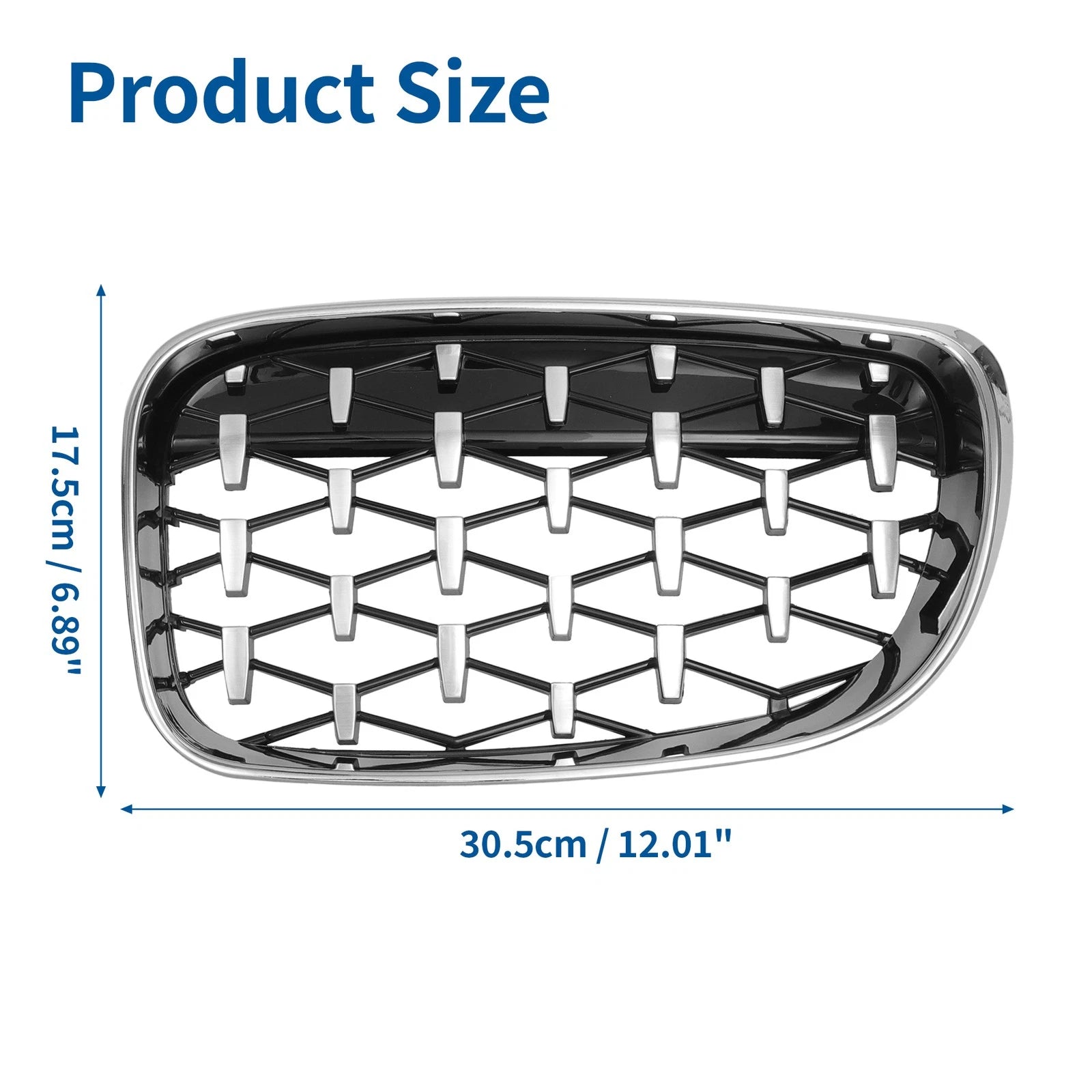 Set of 2 Front Hood Bumper Grilles for BMW 128i 135i 135is (E87) Silver Tone