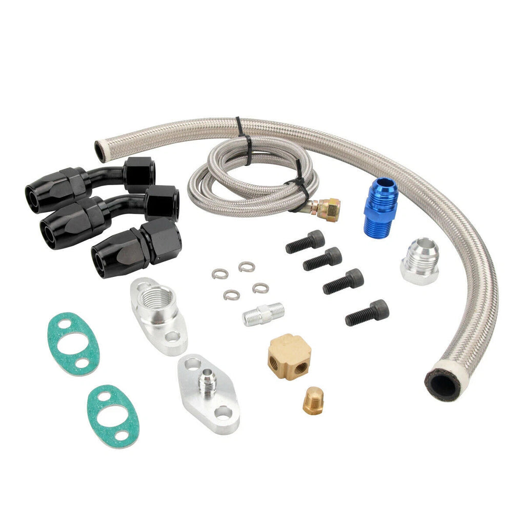 Oil Feed Return Drain Line Hose Kit for T3 T4 T66 T70 T04E Turbo (No Years Specified)
