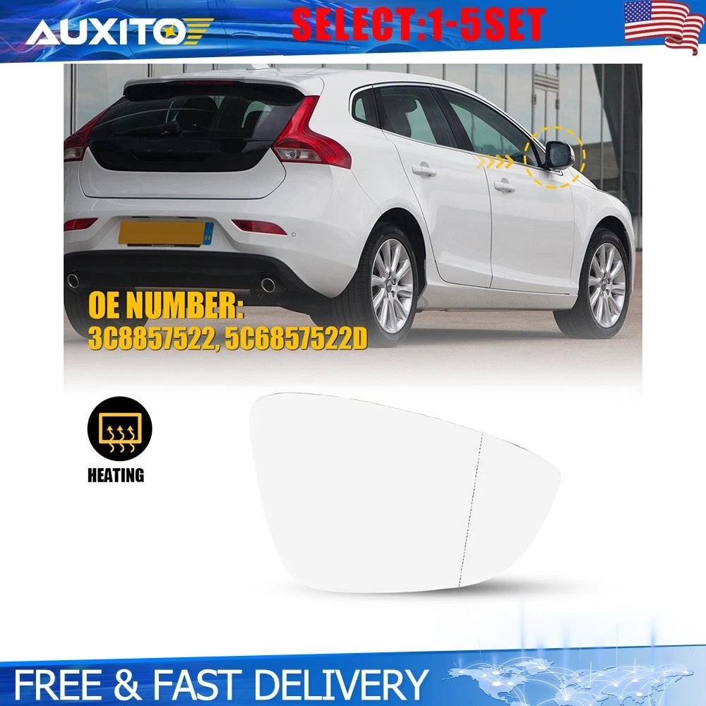 Heated Passenger Side Mirror Glass for VW CC (2009–2017) OE 3C8857521 5C6857521B