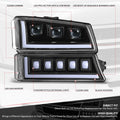 LED Black Clear Projector Sequential Headlights for Avalanche Silverado (2003–2007)
