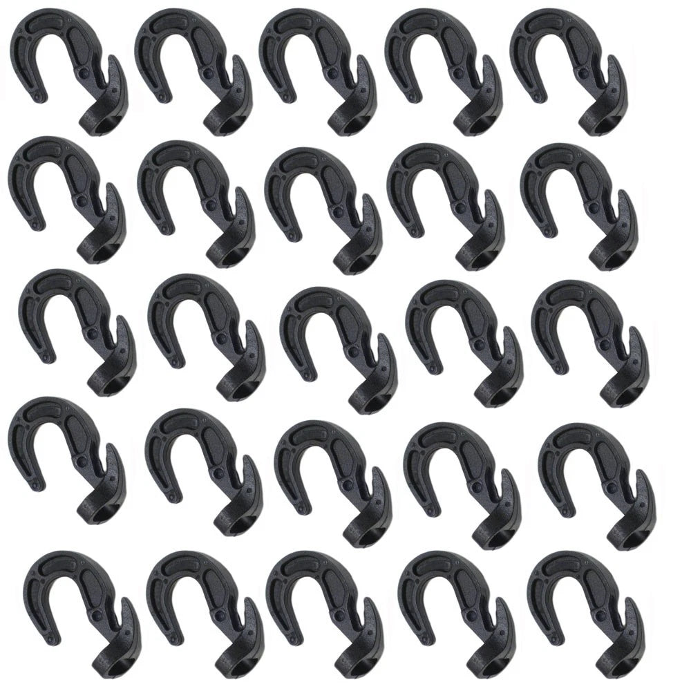Set of 25 Adjustable Rubber Shock Cord Hooks for Boat Tarp Cover