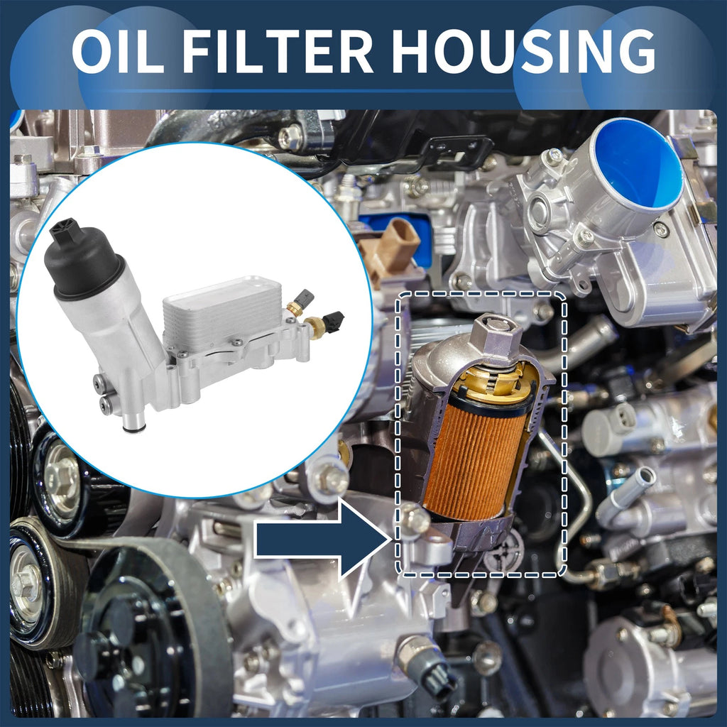 Engine Oil Cooler Filter Housing Set with Gaskets for Chrysler 200 (2011–2014) No. 68105583AF