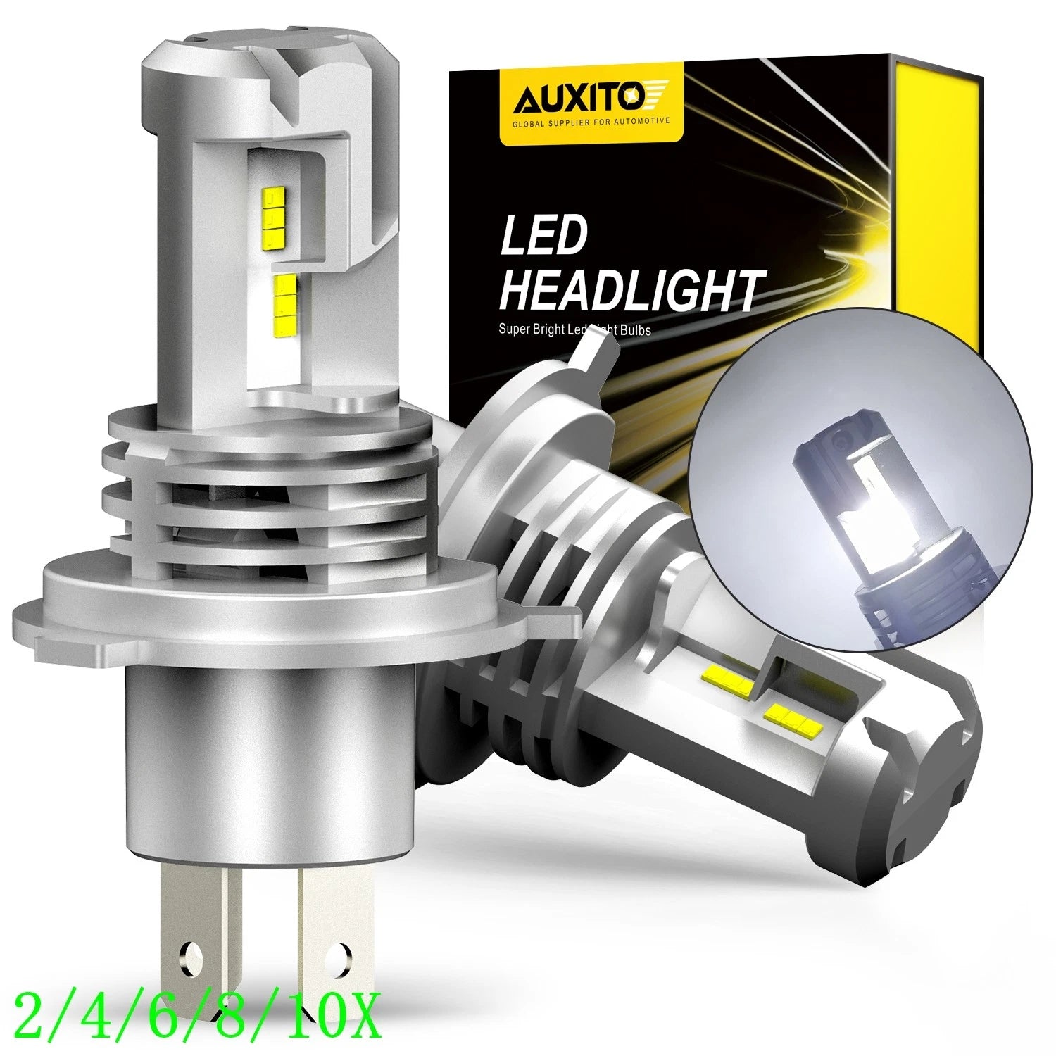 2X H4 Xenon Headlight Bulbs for Car Side Light (LED)