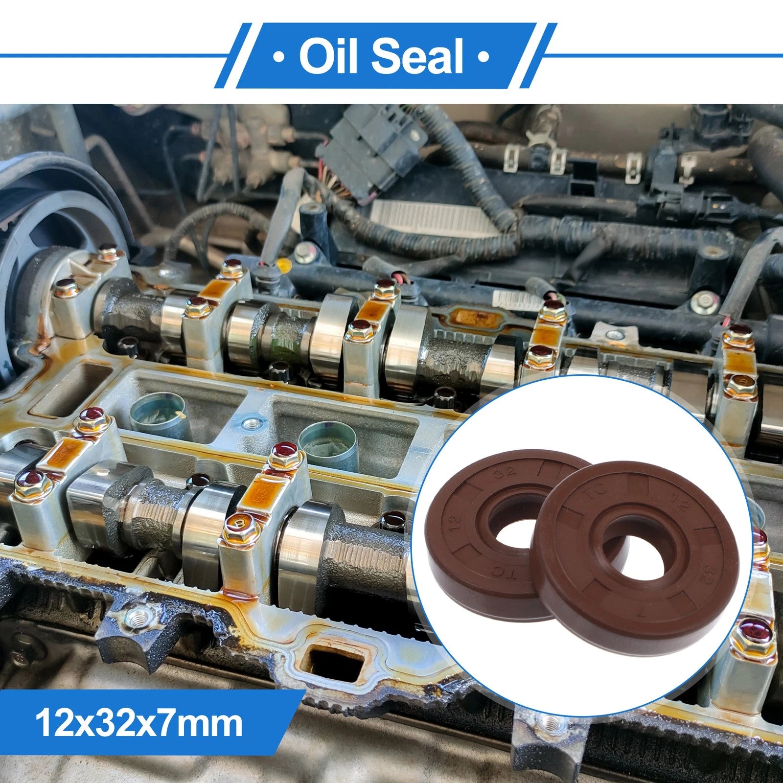 2X Oil Seal Rotary Shaft Seal FKM Rubber 12x32x7mm for Various Models 