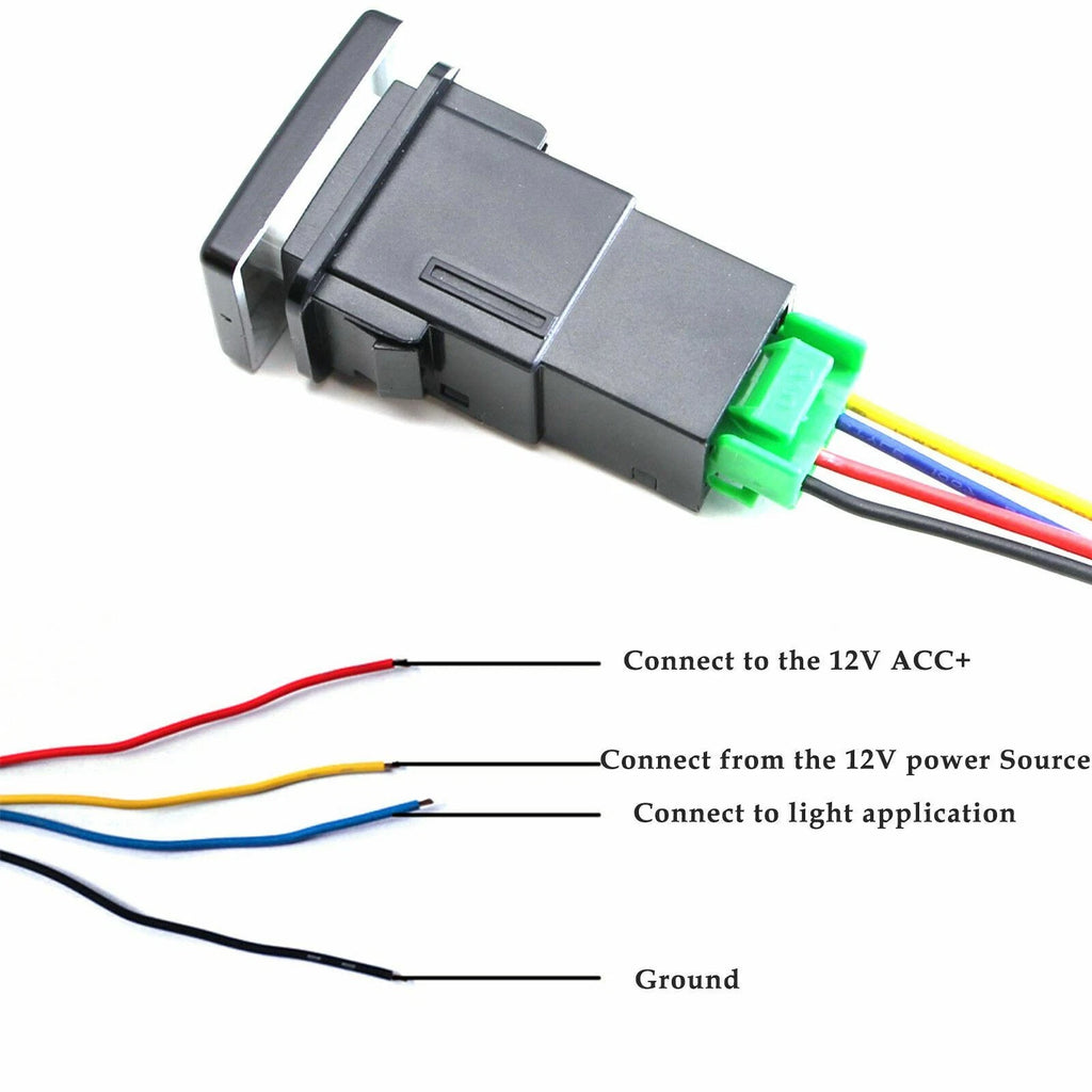 Factory Style 4-Pole 12V Push Button Switch with LED for Universal (-)