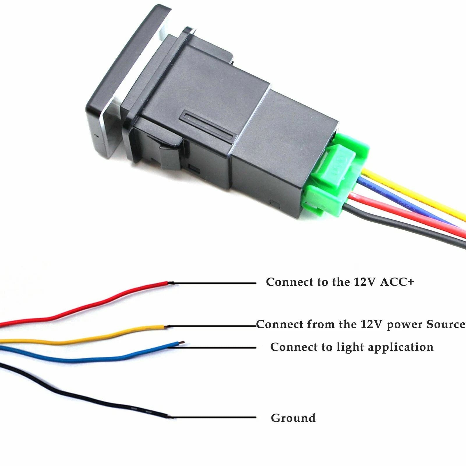 Factory Style 4-Pole 12V Push Button Switch with LED for Universal (-)