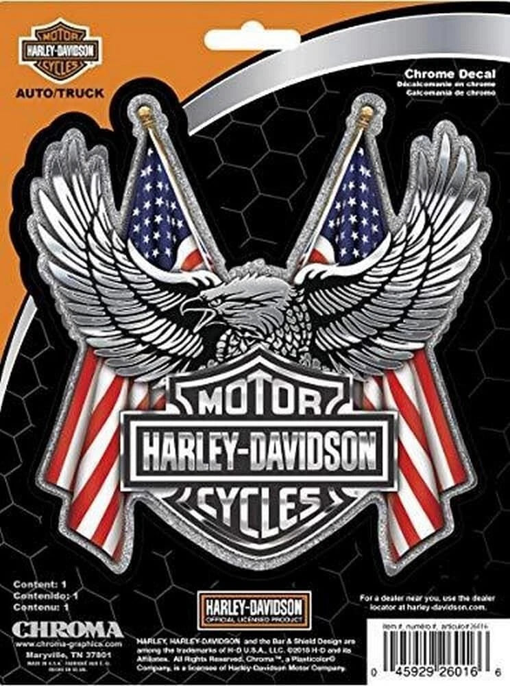 Eagle American Flags Sticker Decal Chrome for Harley Davidson