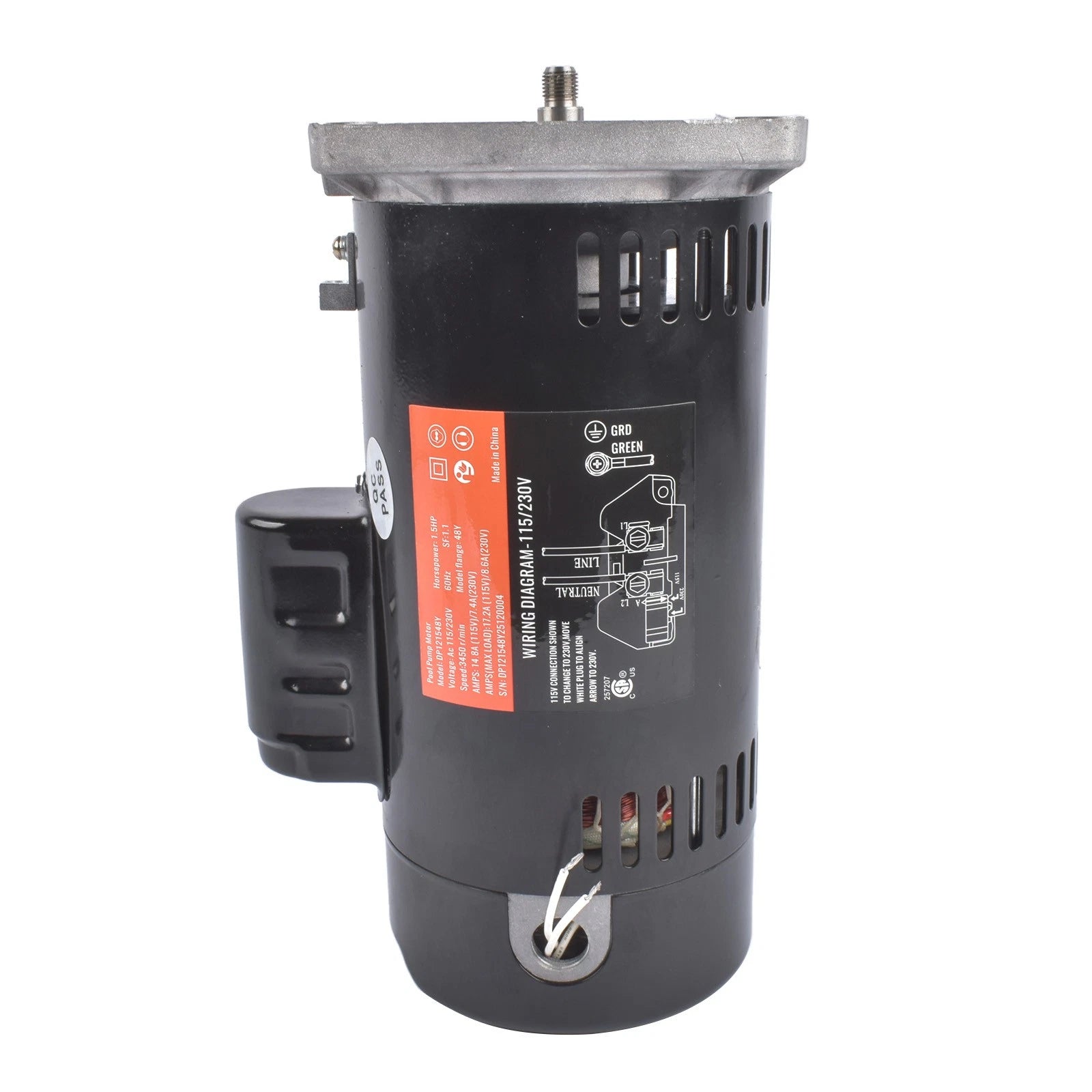 Swimming Pool Pump Motor 115/230V 48Y Frame 3450 RPM