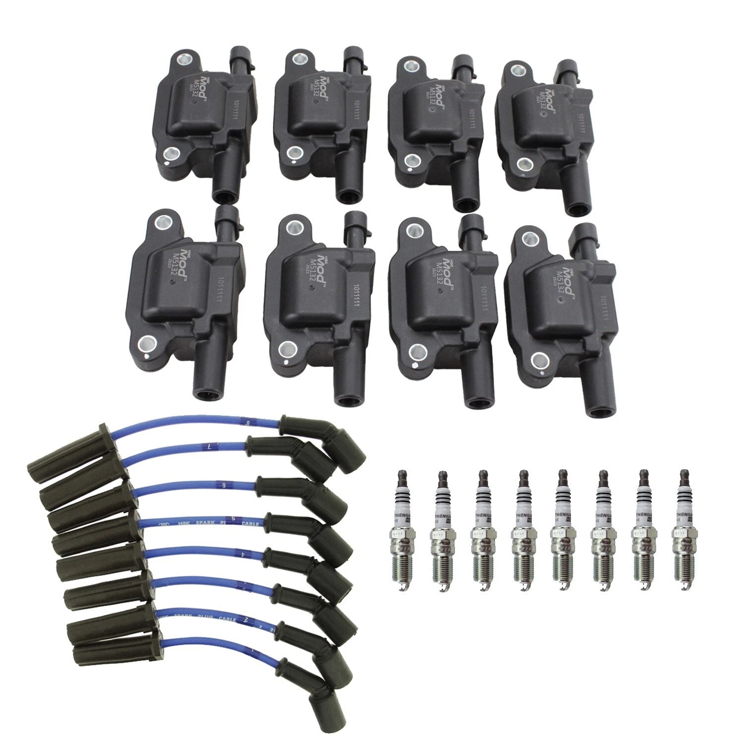 Set of 8 NGK Ignition Coil Wires & Ruthenium Spark Plugs for Colorado Tahoe Yukon