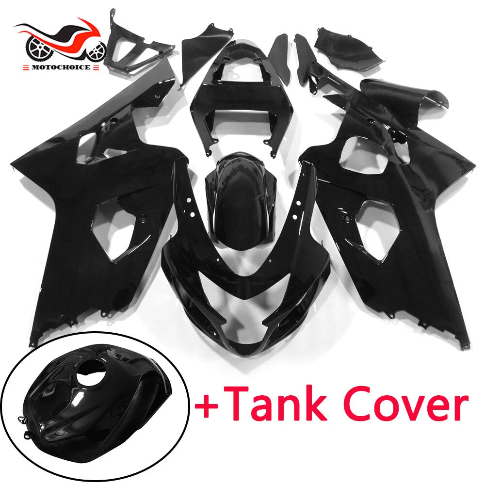 Painted Black ABS Bodywork w/ Tank Fairing Kit for Suzuki GSXR600/750 (2004–2005)