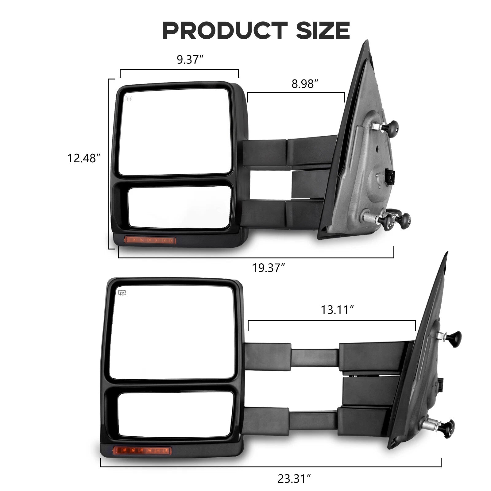 Set of 2 Power Heated LED Puddle Signal Towing Mirrors for Ford F150 (2007–2014)