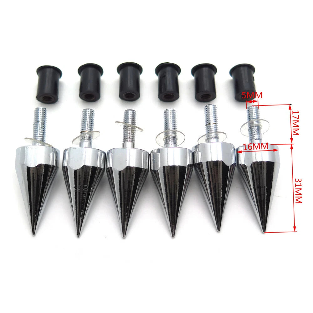 Spike Bolts for Motorcycle Windscreen Fairings License Plate Chrome